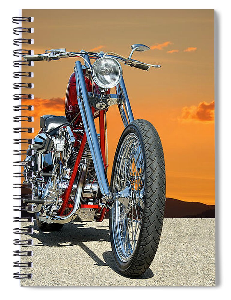 Art Spiral Notebook featuring the photograph Red Chopper G by Dave Koontz