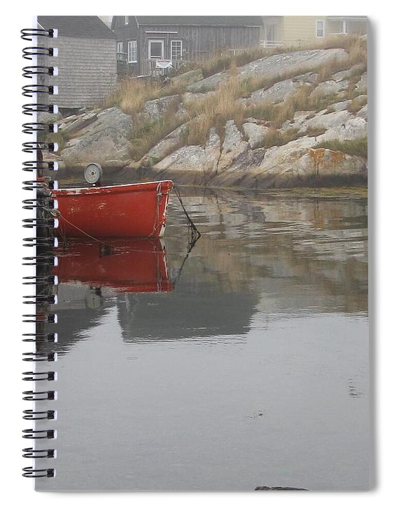 Dinghy Spiral Notebook featuring the photograph Red Dinghy by Jennifer Wheatley Wolf