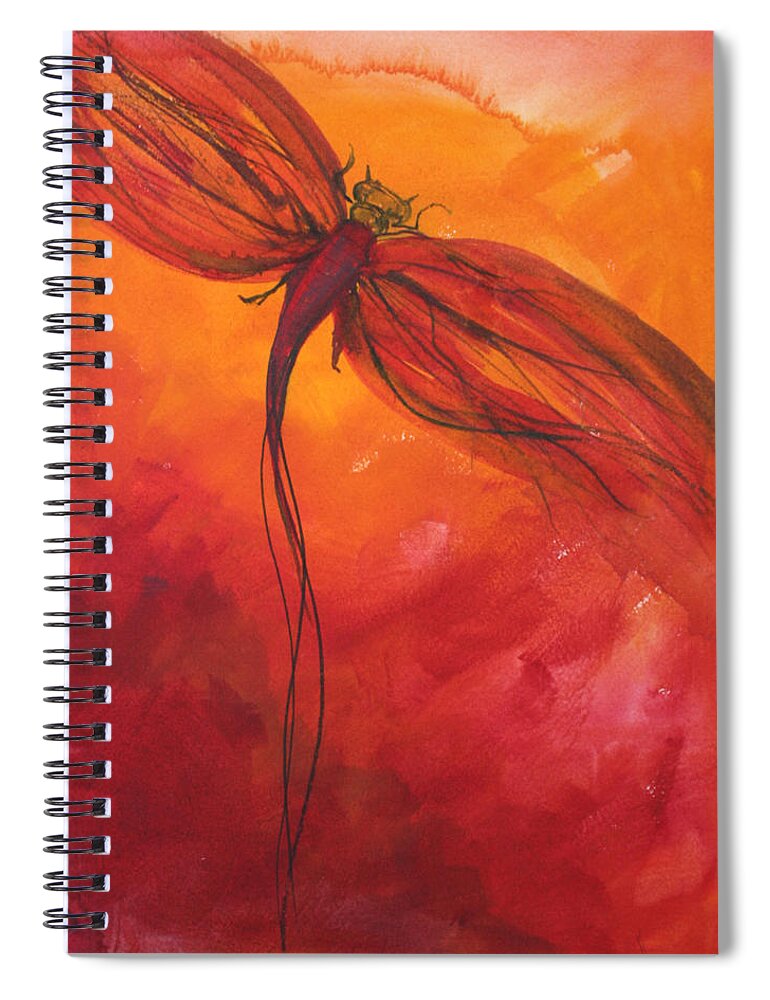 Paint Spiral Notebook featuring the painting Red Dragonfly 2 by Julie Lueders 