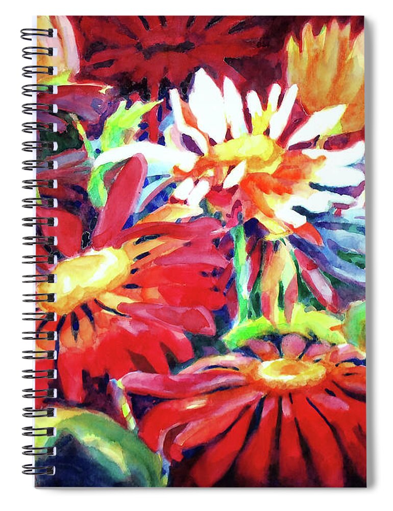 Paintings Spiral Notebook featuring the painting Red Floral Mishmash by Kathy Braud