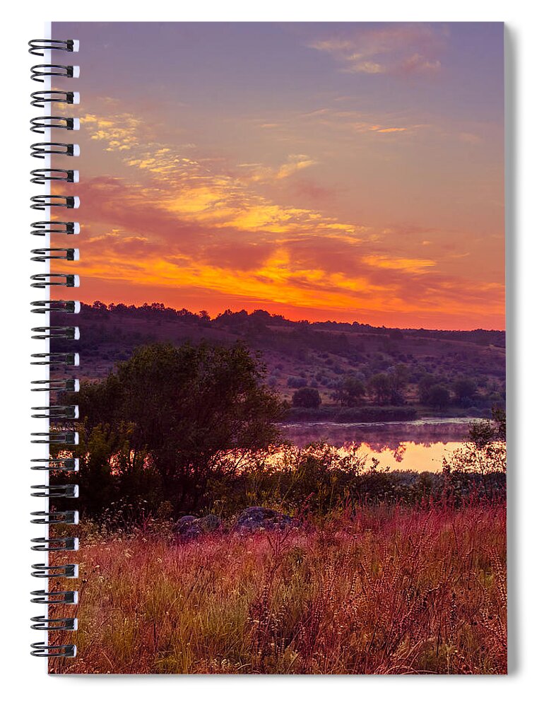 Landscape Spiral Notebook featuring the photograph Red grass by Dmytro Korol