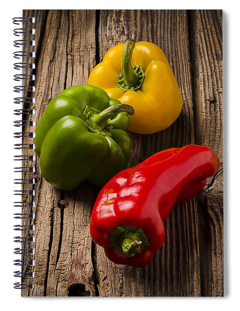 Red Spiral Notebook featuring the photograph Red Green Yellow Peppers by Garry Gay