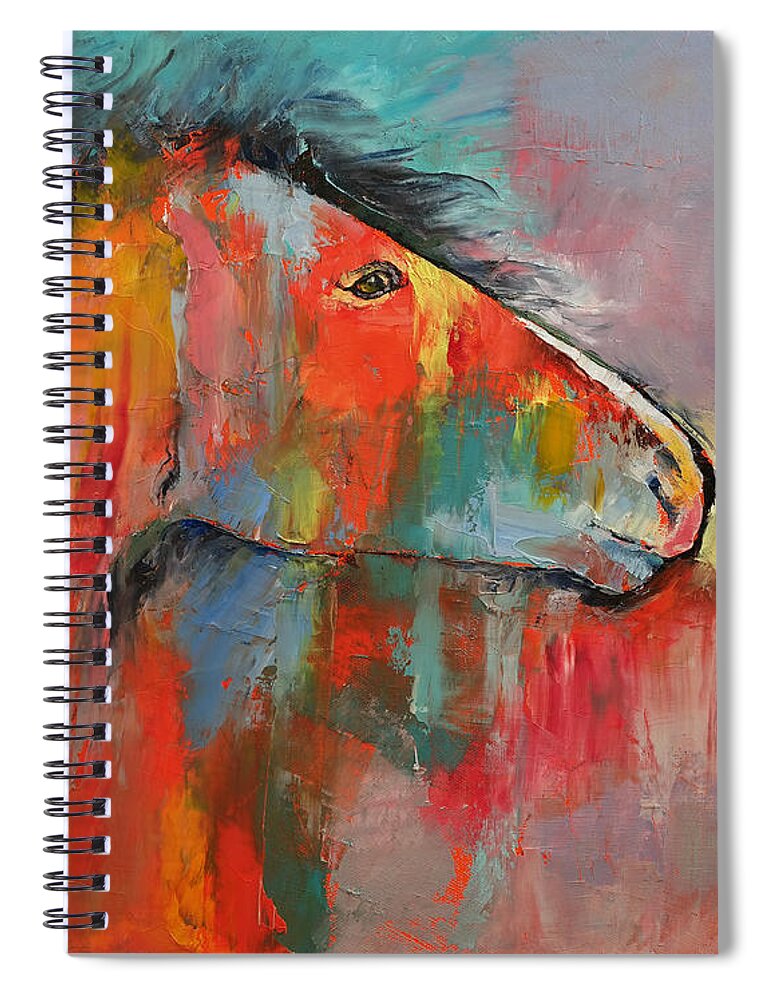 Art Spiral Notebook featuring the painting Red Horse by Michael Creese