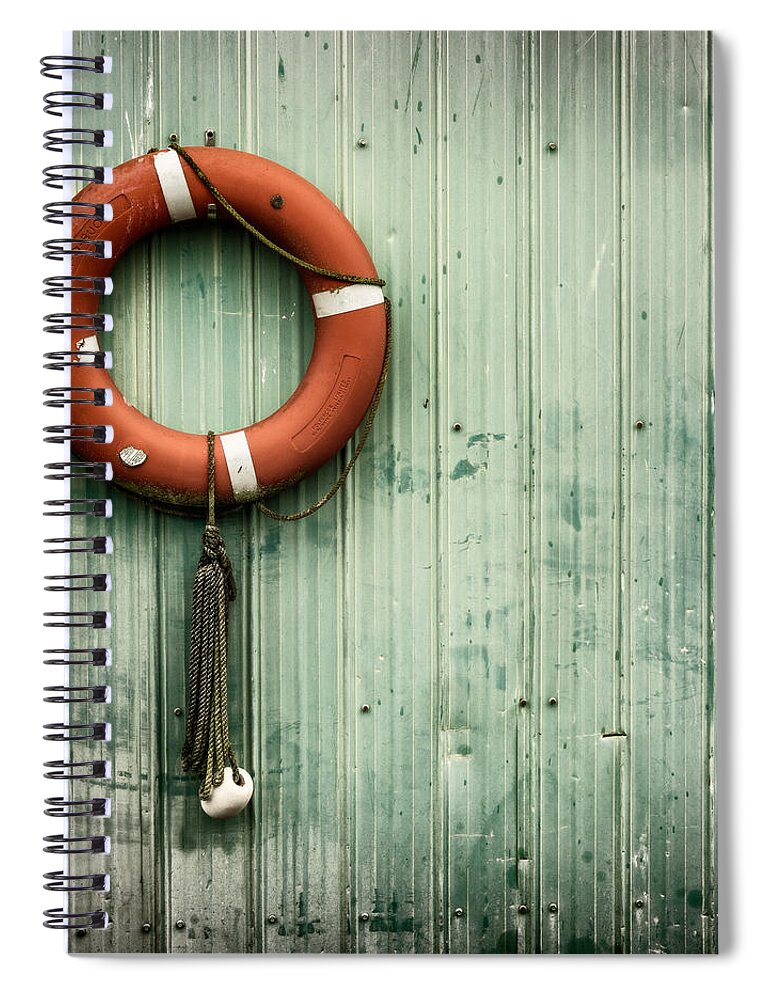 Britannia Shipyard Vancouver Spiral Notebook featuring the photograph Red Life Saver Rescue Floatation by Peter V Quenter