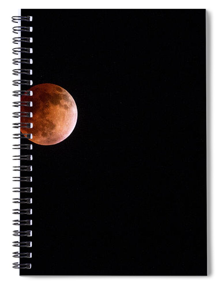 Red Moon Spiral Notebook featuring the photograph Red Moon and Spica By Denise Dube by Denise Dube