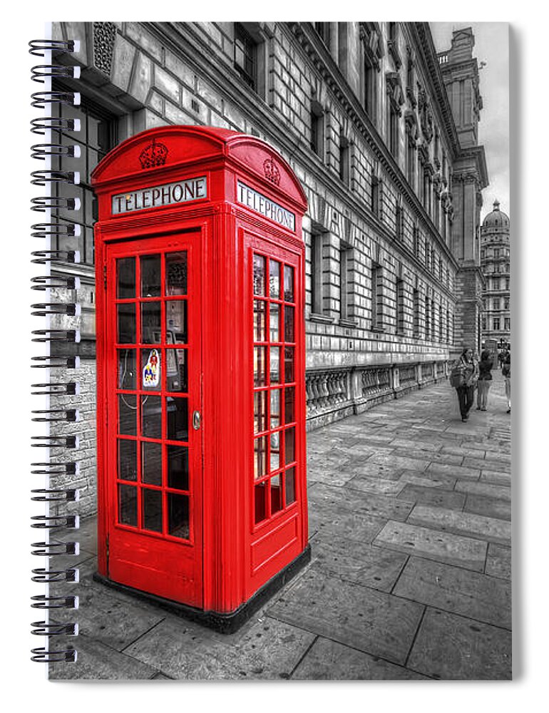 Yhun Suarez Spiral Notebook featuring the photograph Red Phone Box And Big Ben by Yhun Suarez
