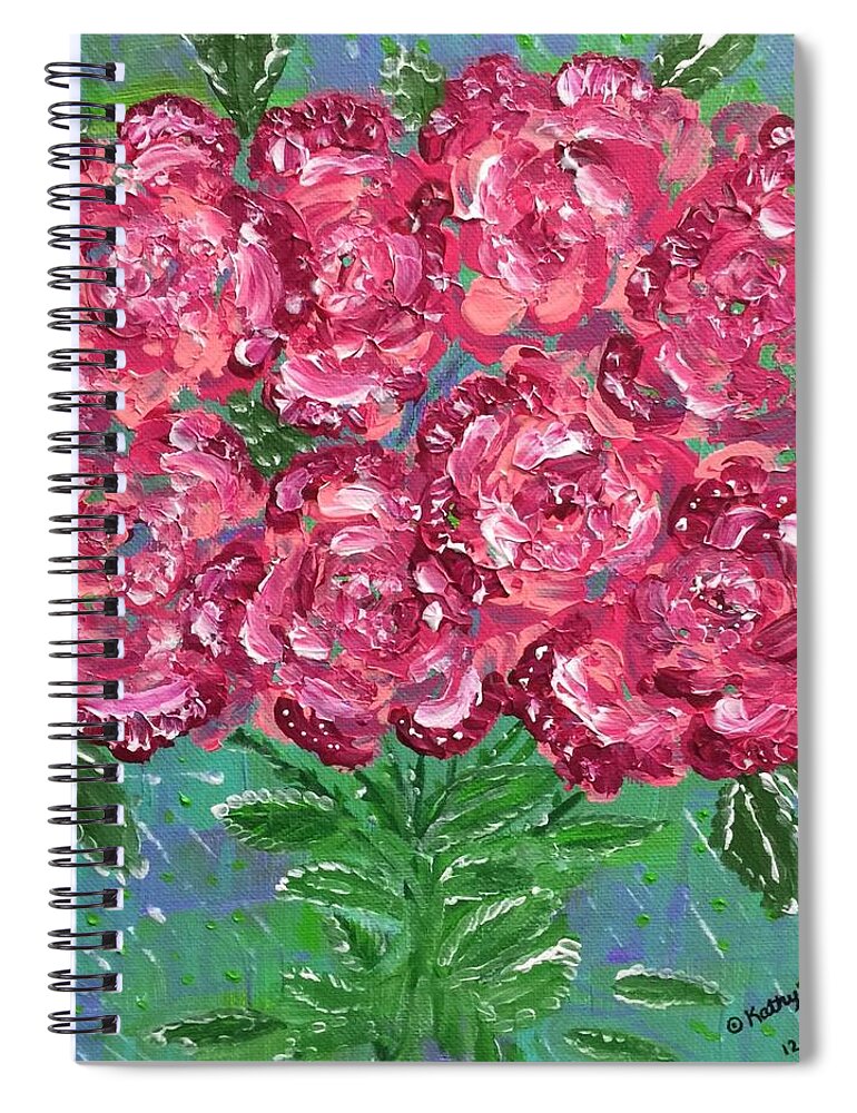 Red Roses Spiral Notebook featuring the painting Red Pink Roses by Kathy Marrs Chandler