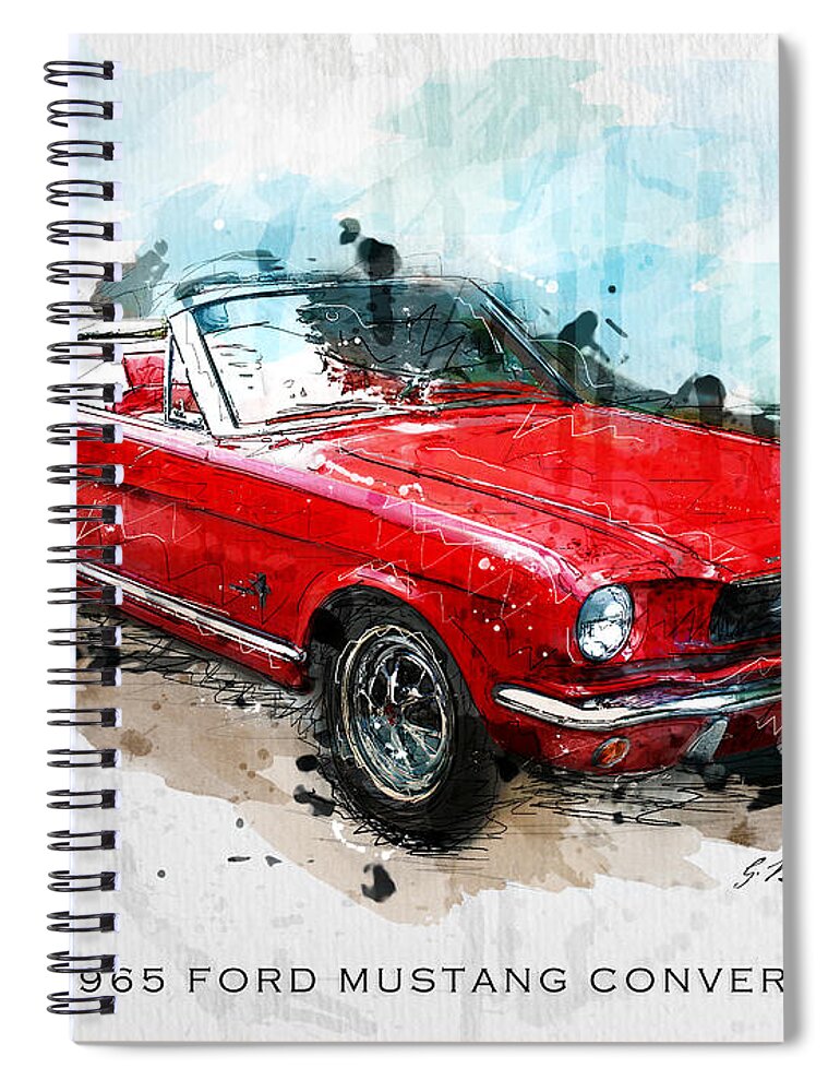 Mustang Spiral Notebook featuring the digital art The Red Pony 2 by Gary Bodnar