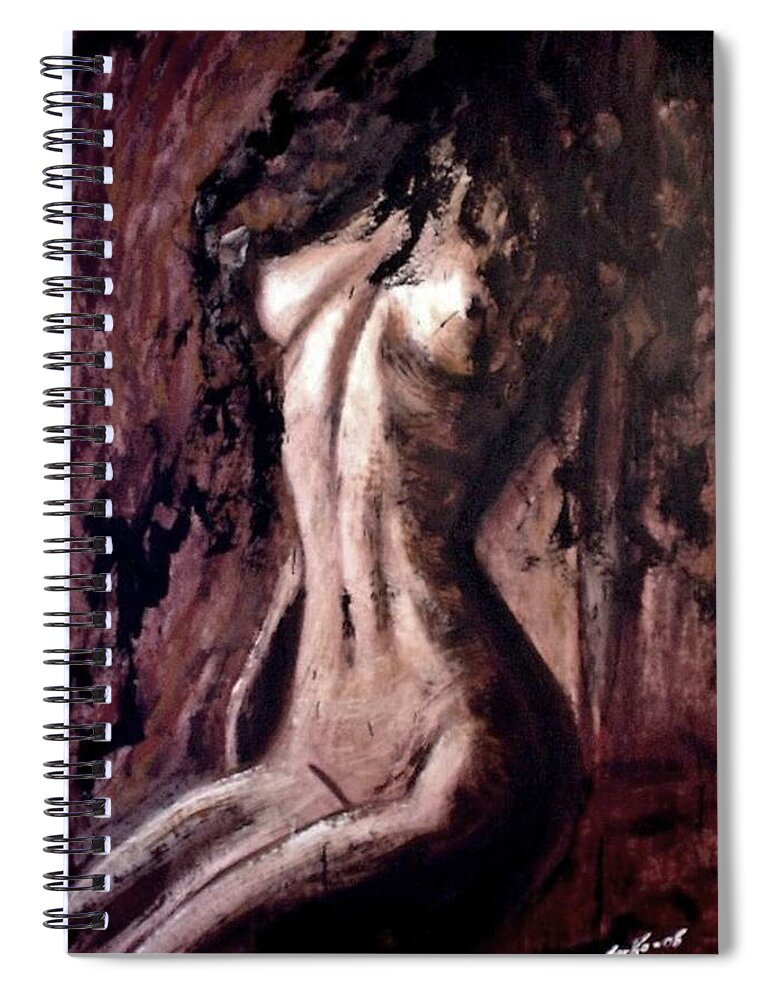 Beautiful Spiral Notebook featuring the painting Red Red Wine by Jarmo Korhonen aka Jarko