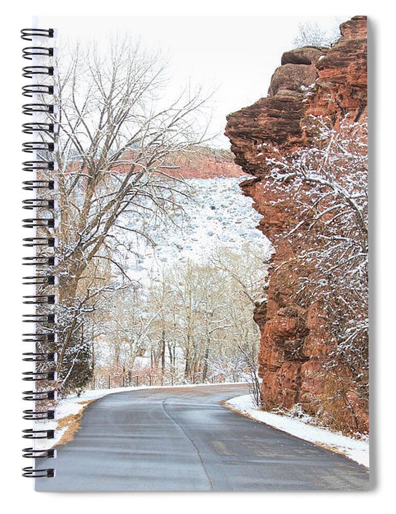 Red Rocks Spiral Notebook featuring the photograph Red Rocks Winter Landscape Drive by James BO Insogna