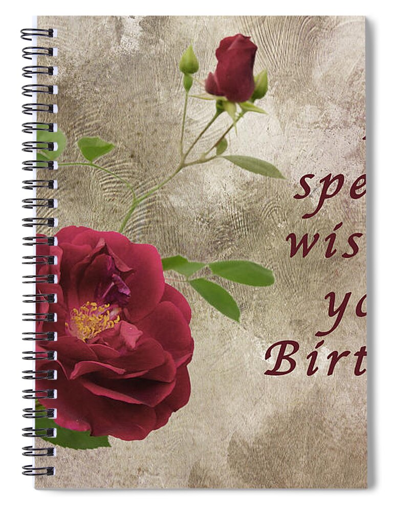 Rose Spiral Notebook featuring the photograph Red Rose Birthday Wish by Michael Peychich