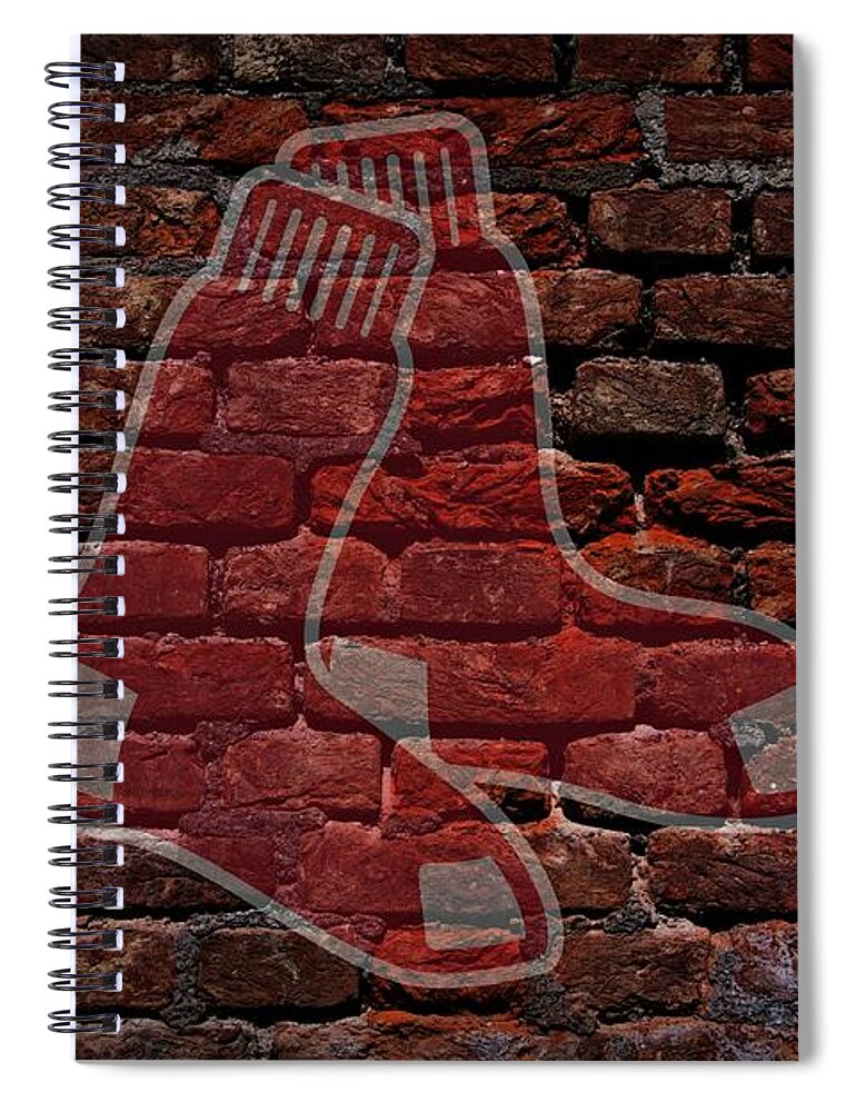 Baseball Spiral Notebook featuring the photograph Red Sox Baseball Graffiti on Brick by Movie Poster Prints