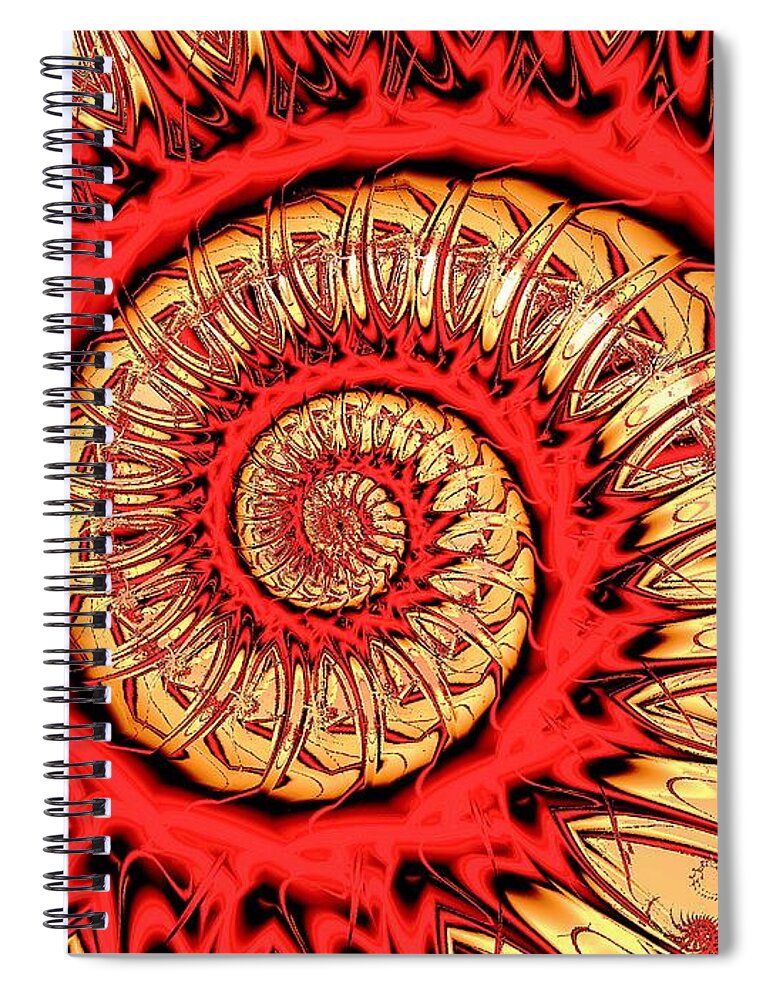 Computer Spiral Notebook featuring the digital art Red Spiral by Anastasiya Malakhova