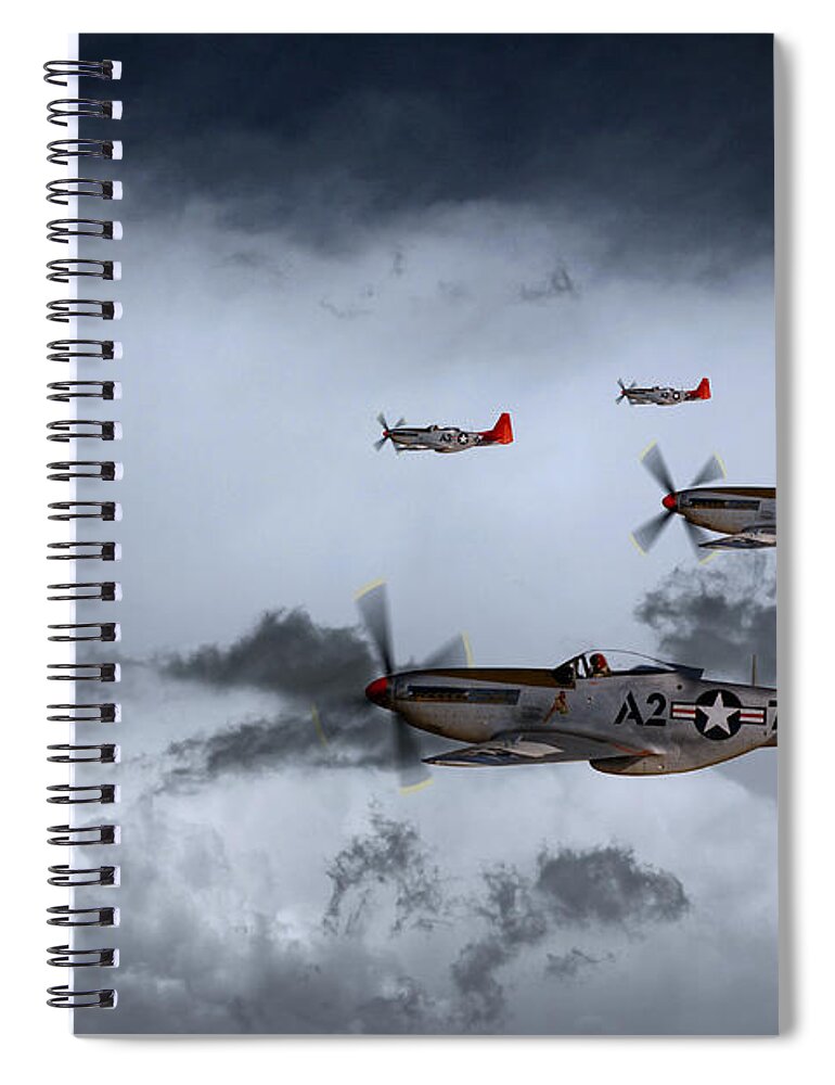 P51 Spiral Notebook featuring the digital art Red Storm by Airpower Art