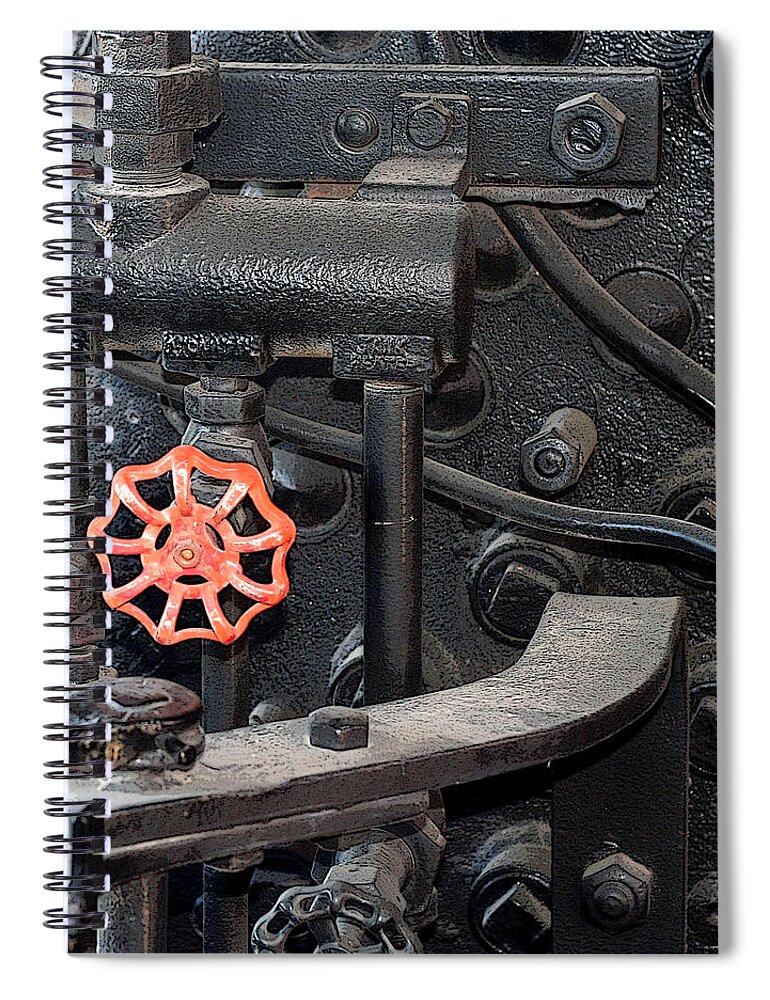 Railroad Spiral Notebook featuring the photograph Red Valve S P R R 1673 by Joe Kozlowski