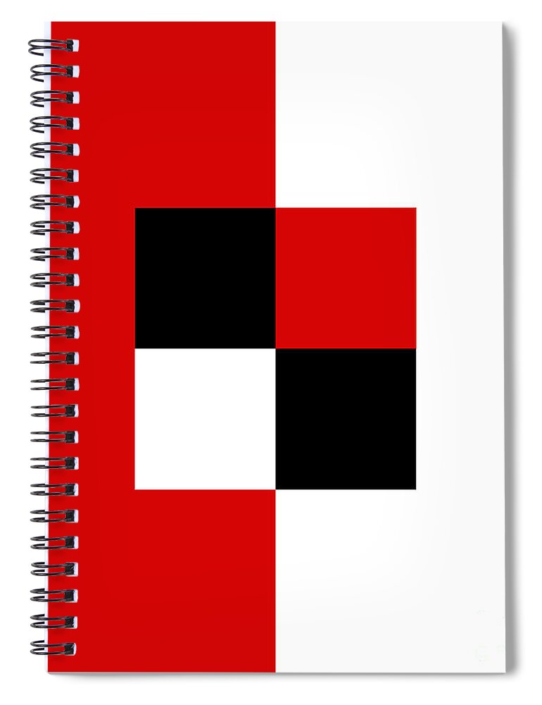 Andee Design Abstract Spiral Notebook featuring the digital art Red White And Black 2 Square by Andee Design