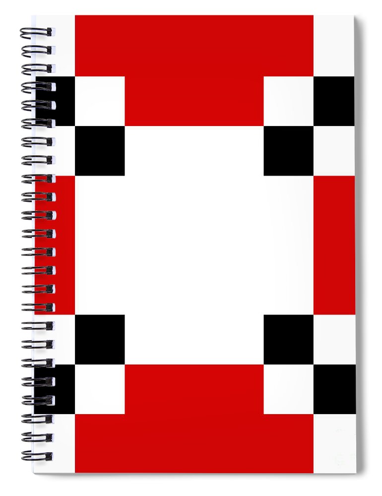 Andee Design Abstract Spiral Notebook featuring the digital art Red White And Black 21 Square by Andee Design