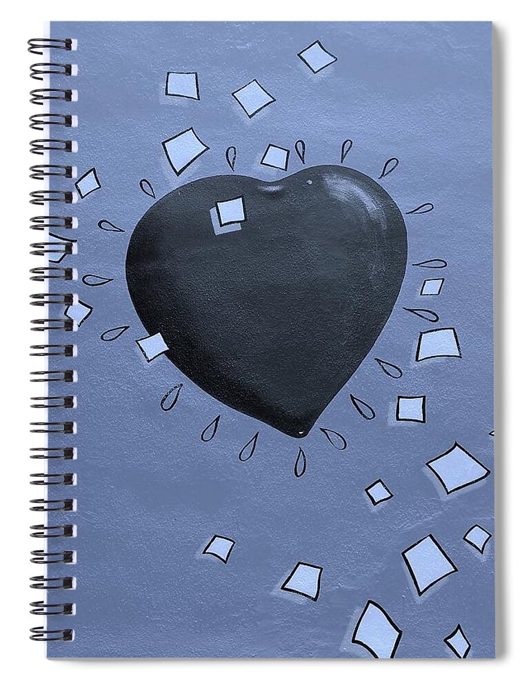 Heart Spiral Notebook featuring the photograph REDHEART in CYAN by Rob Hans
