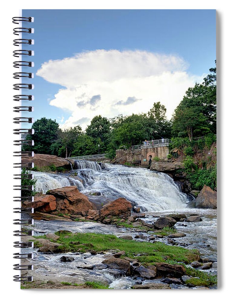 Reedy Spiral Notebook featuring the photograph Reedy River Falls by David Hart