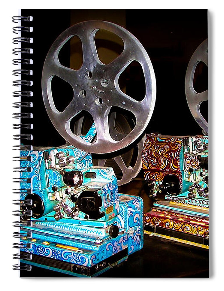 Movie Reels Spiral Notebook featuring the photograph REELING in TIME by Karen Wiles