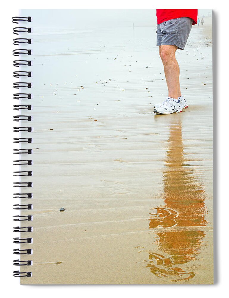 Reflecting At The Beach Spiral Notebook featuring the photograph Reflecting At The Beach by Karol Livote