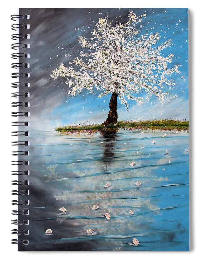 Tree Spiral Notebook featuring the painting Reflection by Meaghan Troup