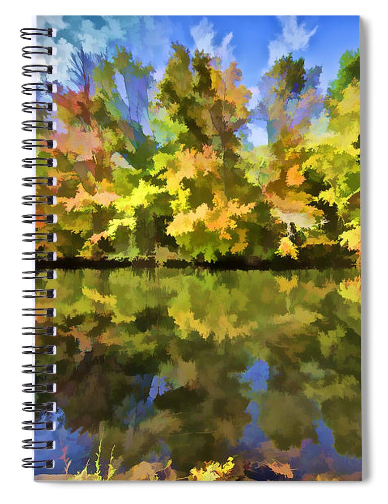 Autumn Spiral Notebook featuring the photograph Reflection of Autumn Colors on the Canal III by David Letts