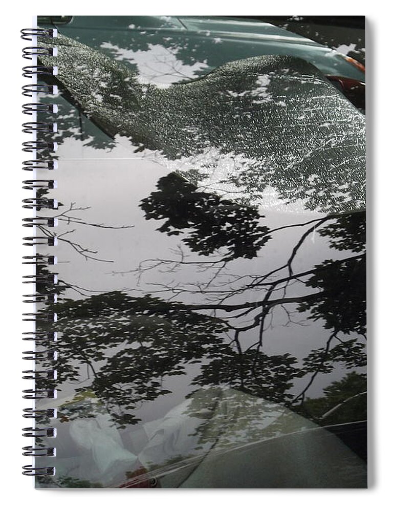Cars Spiral Notebook featuring the photograph Reflections on a Car - Dark by Miriam Danar
