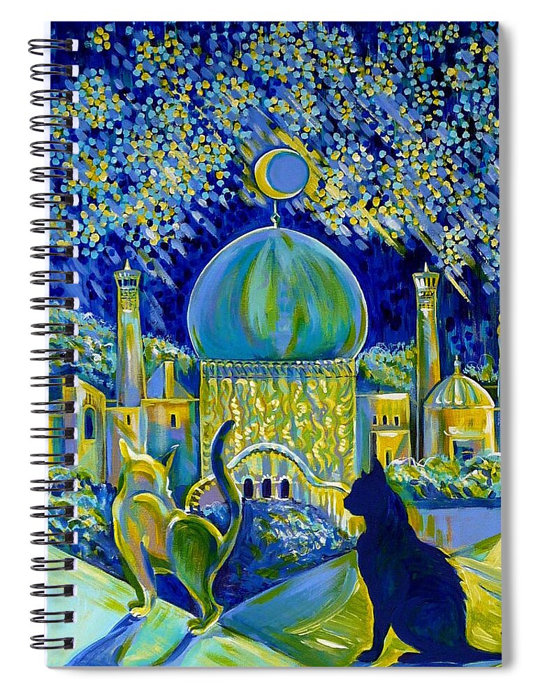 Moon Light Spiral Notebook featuring the painting Reminiscences of Asia. Bed Time Story by Anna Duyunova