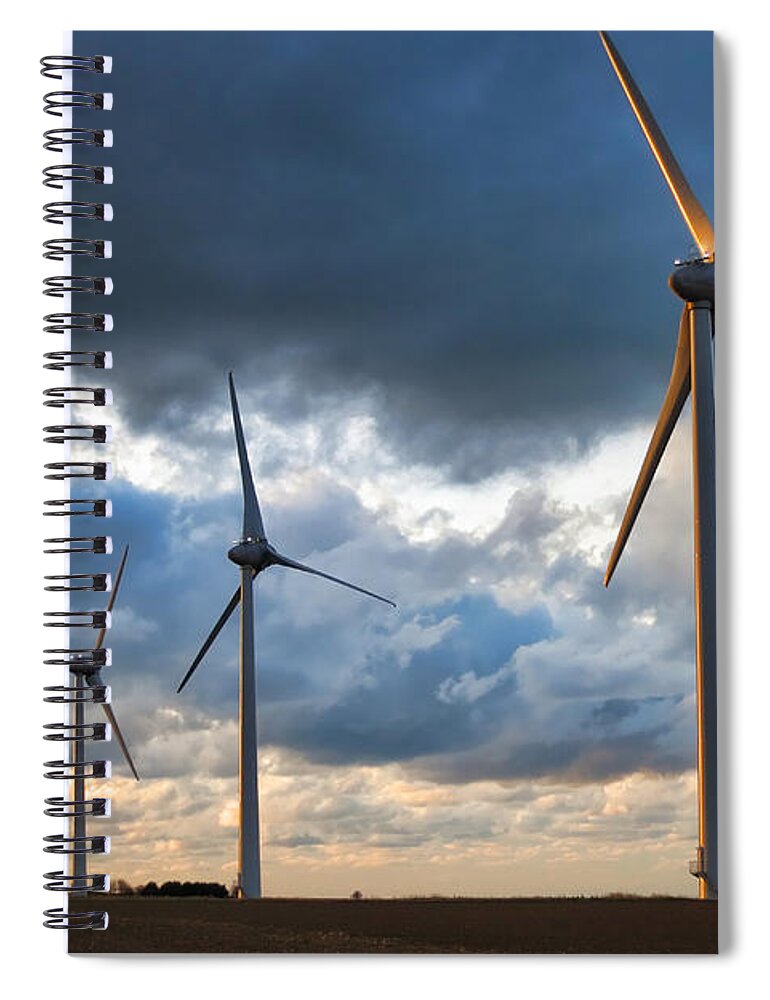 Windmill Spiral Notebook featuring the photograph Renewable Energy by Olivier Le Queinec