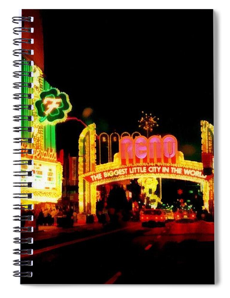 Reno Spiral Notebook featuring the photograph Reno at Night by Michelle Calkins