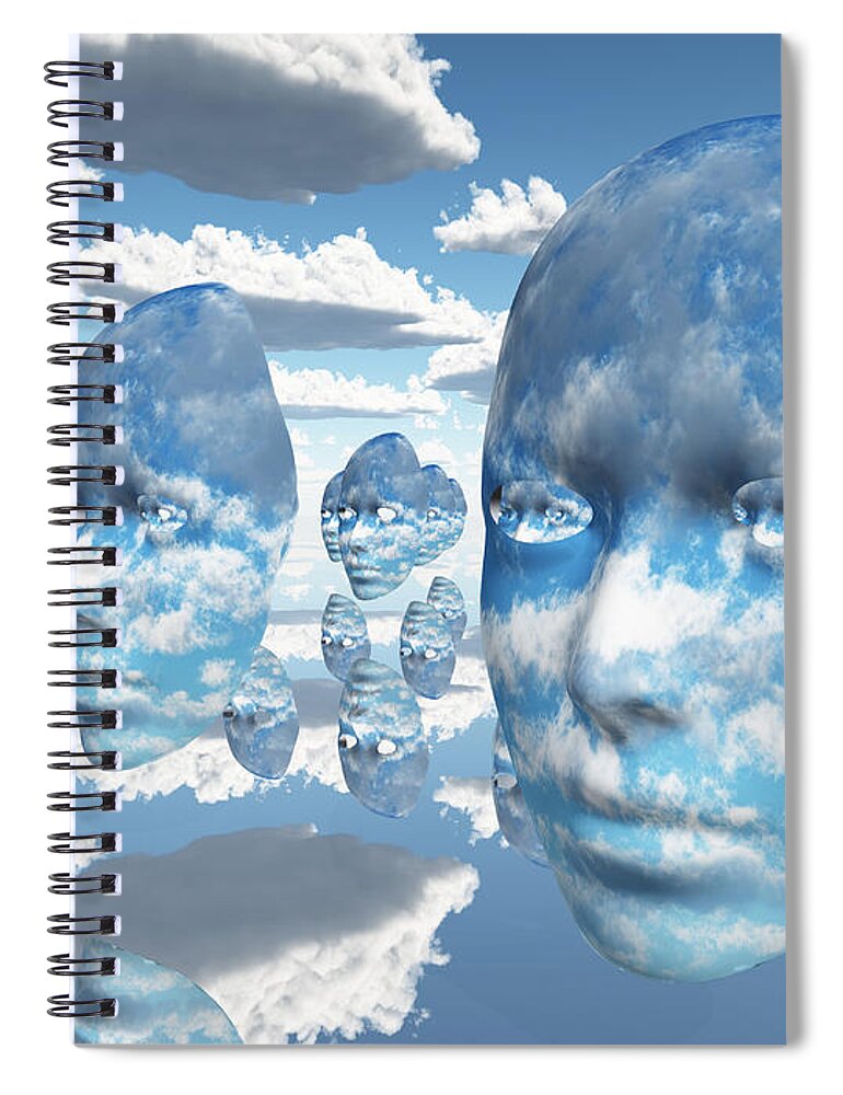 Clouds Spiral Notebook featuring the digital art Repeating faces of clouds by Bruce Rolff
