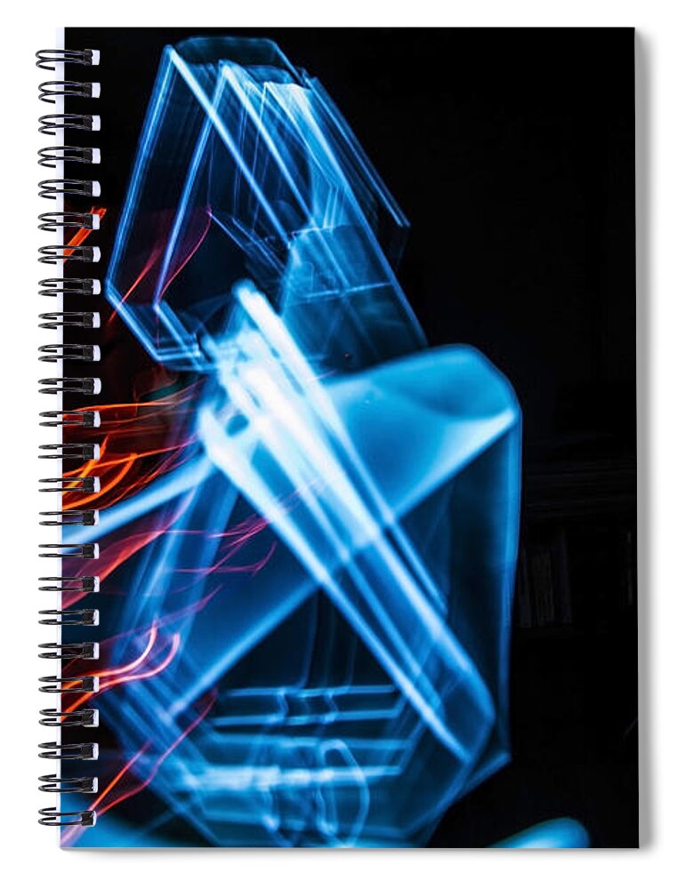 Triangle Spiral Notebook featuring the photograph Repeating triangles light painting by Sven Brogren