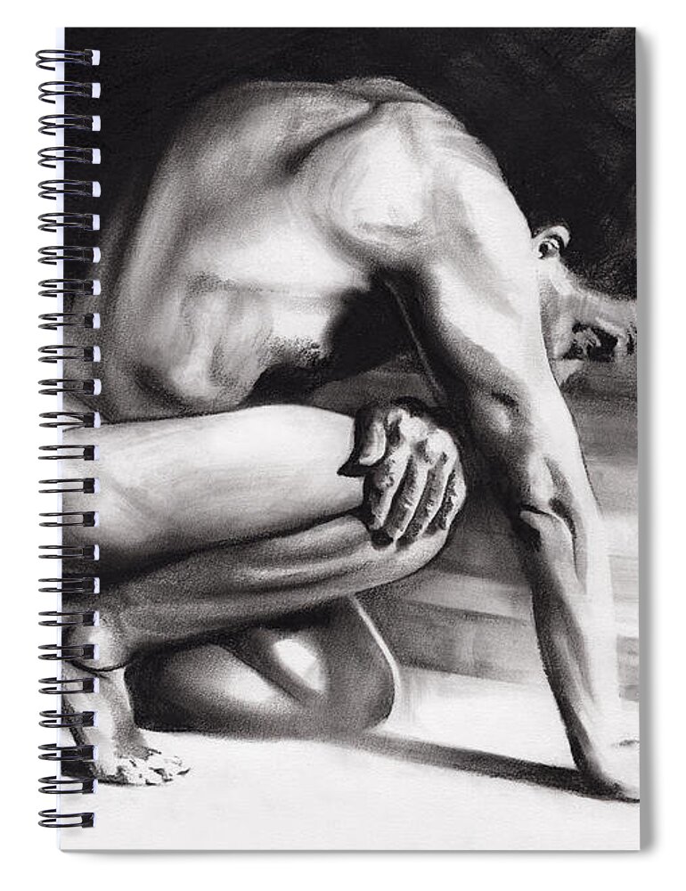 Figurative Spiral Notebook featuring the drawing Resting Il by Paul Davenport