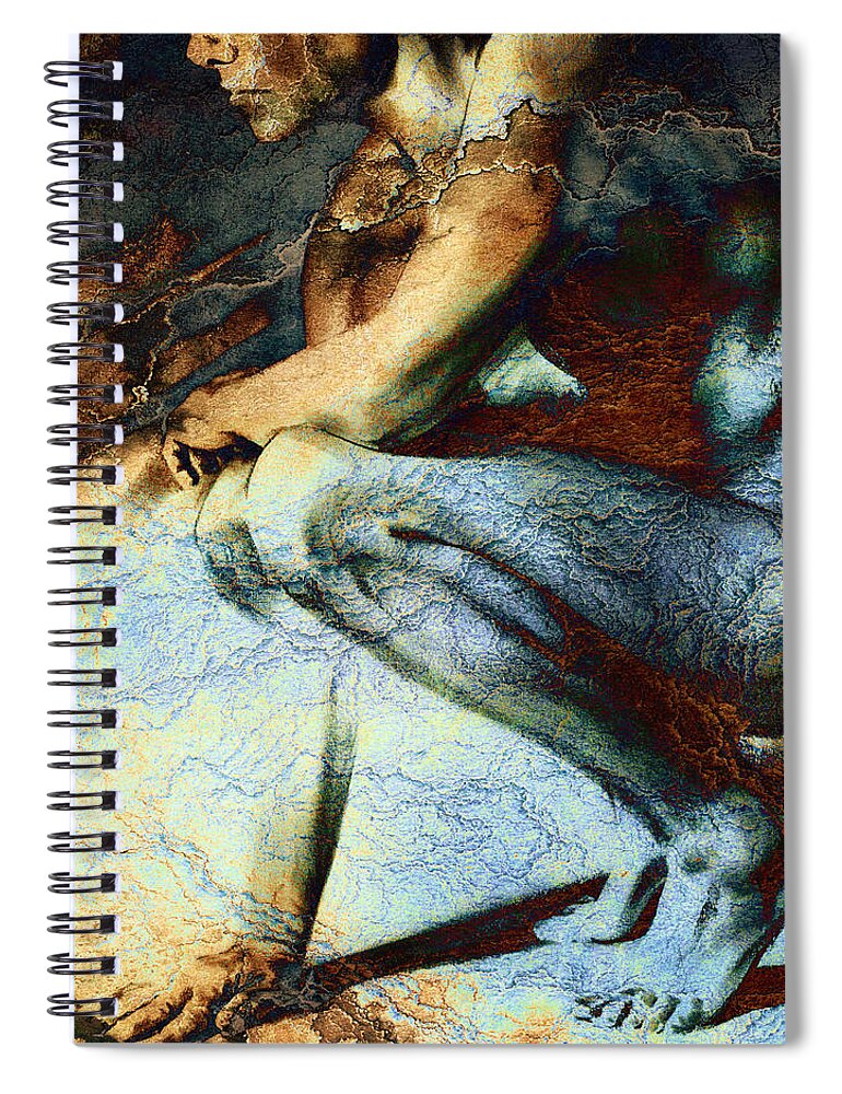Figurative Spiral Notebook featuring the drawing Resting with texture SQUARE by Paul Davenport