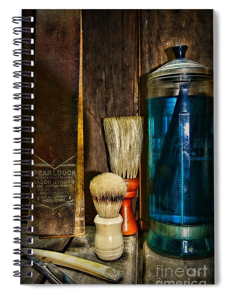 Paul Ward Spiral Notebook featuring the photograph Retro Barber Tools by Paul Ward