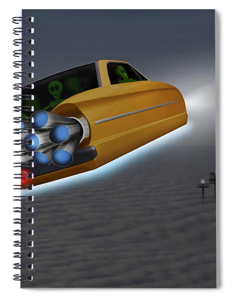 Alien Spiral Notebook featuring the photograph Retro Flying Object 1 by Mike McGlothlen