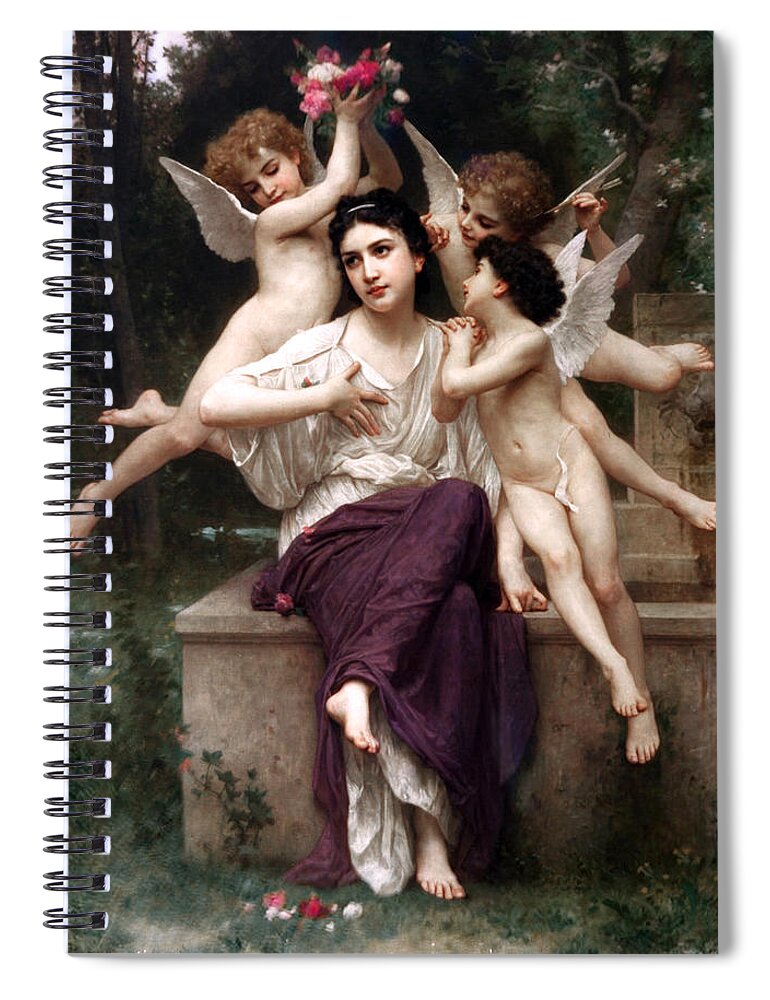 Reve De Printemps Spiral Notebook featuring the painting Reve de printemps by William-Adolphe Bouguereau