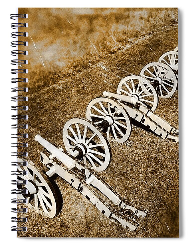 Cannon Spiral Notebook featuring the photograph Revolutionary War Cannons by Olivier Le Queinec
