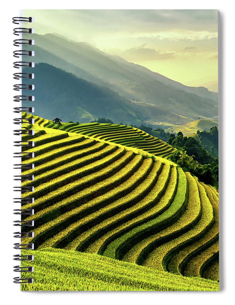 Scenics Spiral Notebook featuring the photograph Rice Terraces At Mu Cang Chai , Vietnam by Chan Srithaweeporn