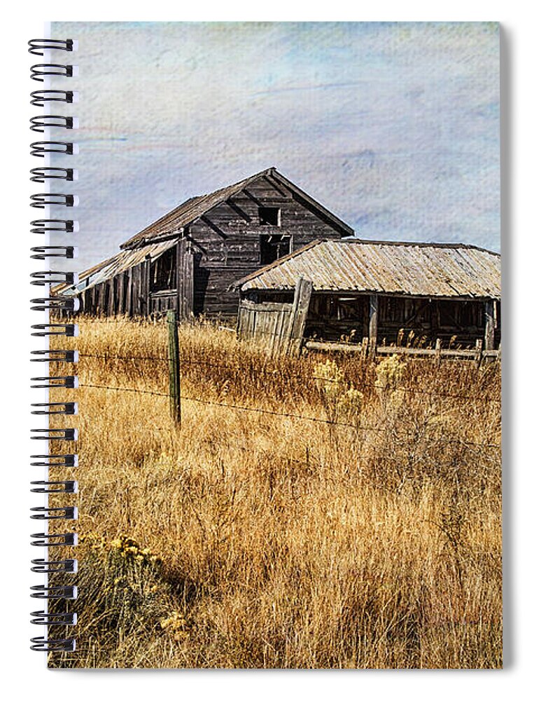 Barn Spiral Notebook featuring the photograph Rickety Barn And Woodshed by Theresa Tahara