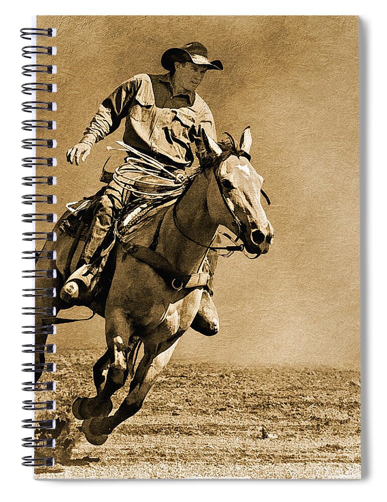 Horse Spiral Notebook featuring the photograph Ridin' Hard by Priscilla Burgers