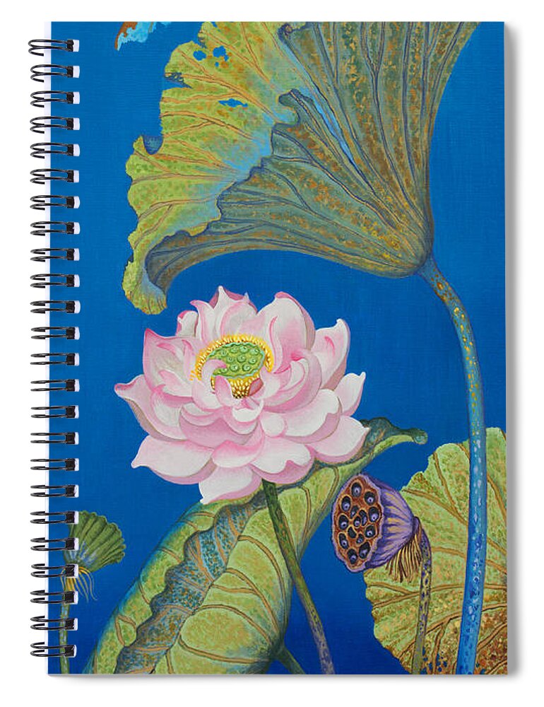 Buddha Spiral Notebook featuring the painting Right part of the triptych Ripple effect by Yuliya Glavnaya