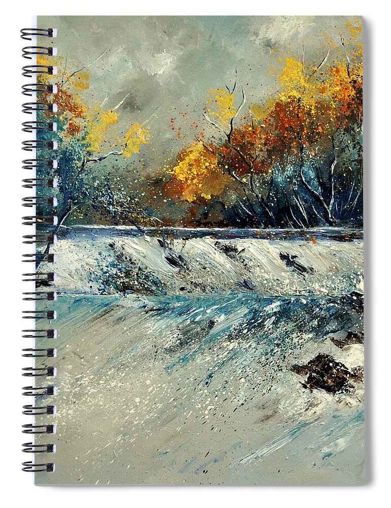 Landscape Spiral Notebook featuring the painting River Fall by Pol Ledent