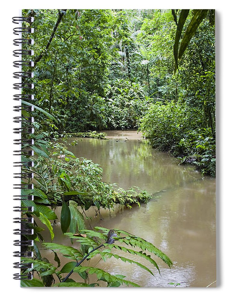 Feb0514 Spiral Notebook featuring the photograph River In Lowland Rainforest Park Costa by Konrad Wothe
