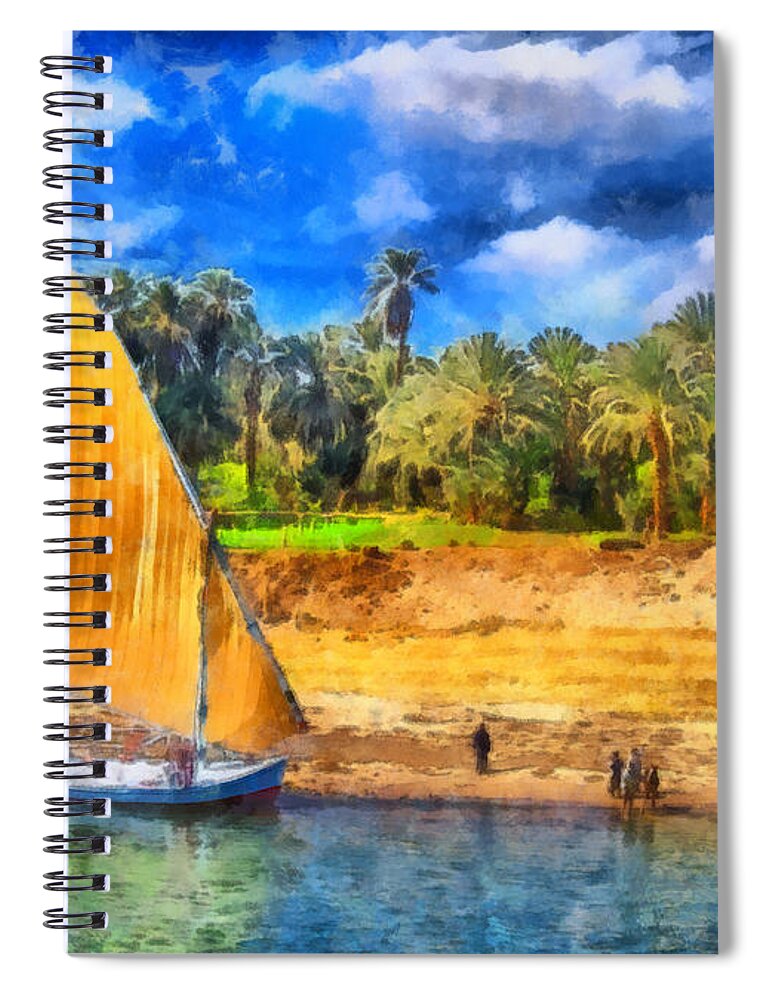 Rossidis Spiral Notebook featuring the painting River Nile by George Rossidis