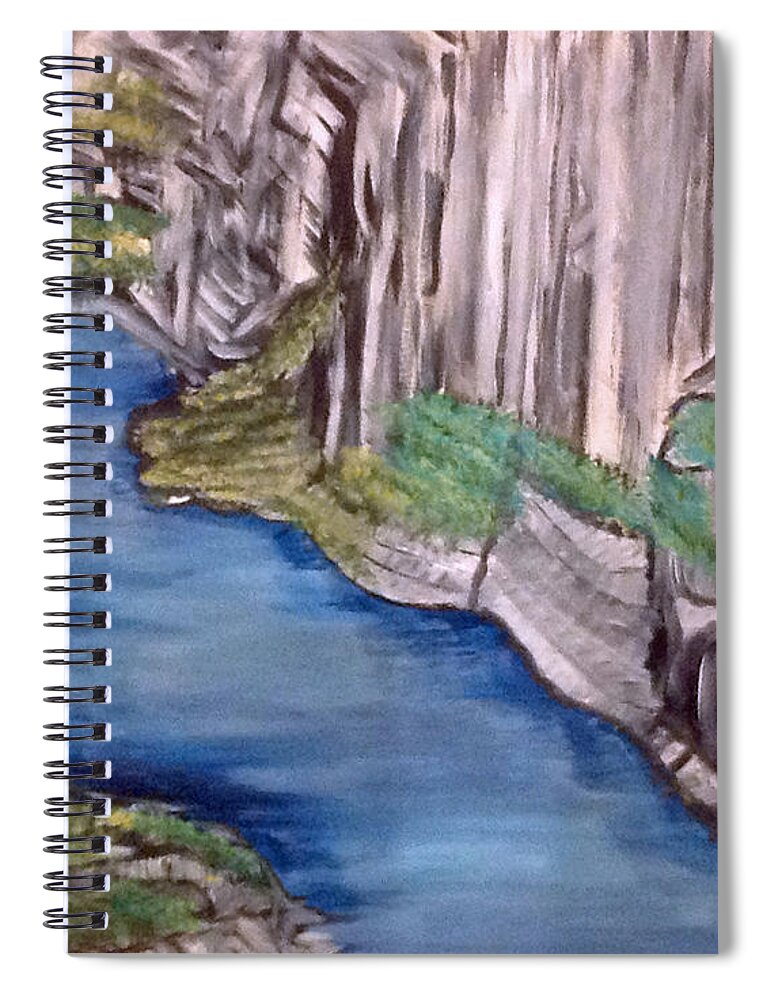 Cliffs Spiral Notebook featuring the painting River with No End by Suzanne Surber