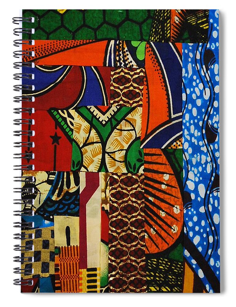 Textile Art Spiral Notebook featuring the tapestry - textile Riverbank by Apanaki Temitayo M