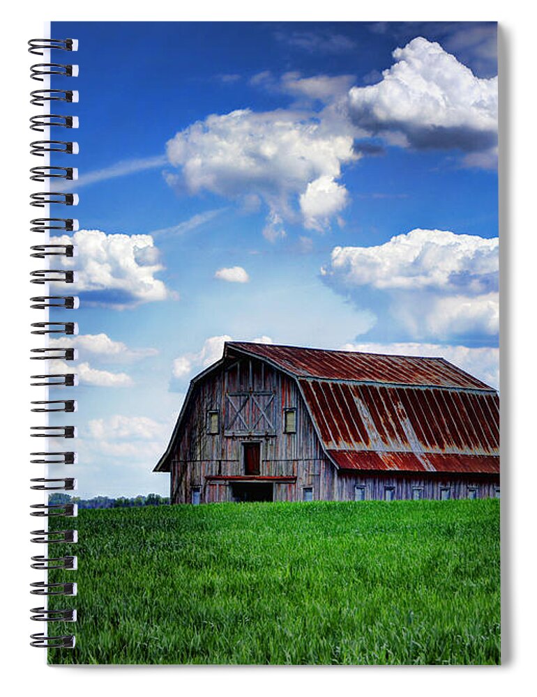 Barn Spiral Notebook featuring the photograph Riverbottom Barn Against the Sky by Cricket Hackmann