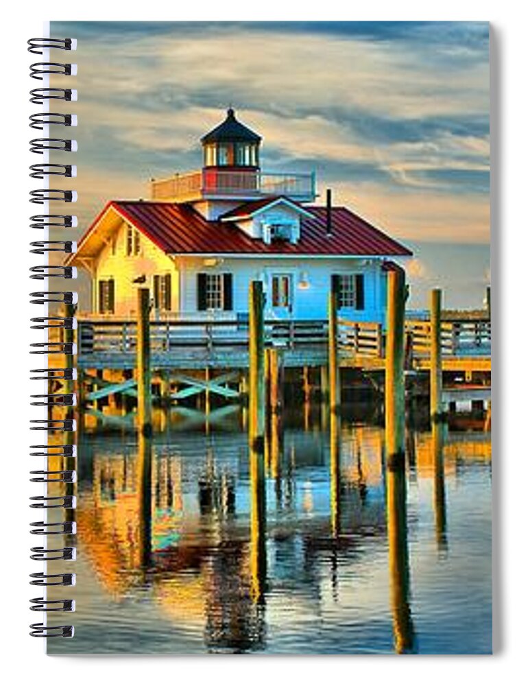 Lighthouse Spiral Notebook featuring the photograph Roanoke Marsh Lighthouse Dawn by Nick Zelinsky Jr